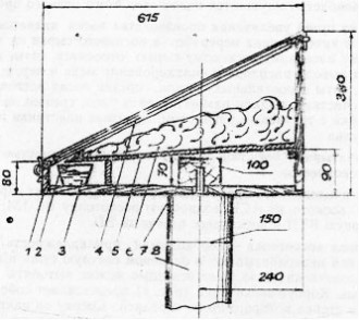 Рис. 1 Схема воскотопки солнечной с деревянным корпусом: